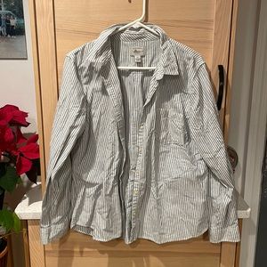 Blue and white striped button down